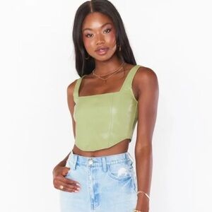 Show Me Your MuMu - The Corset Top in Sage Faux Leather